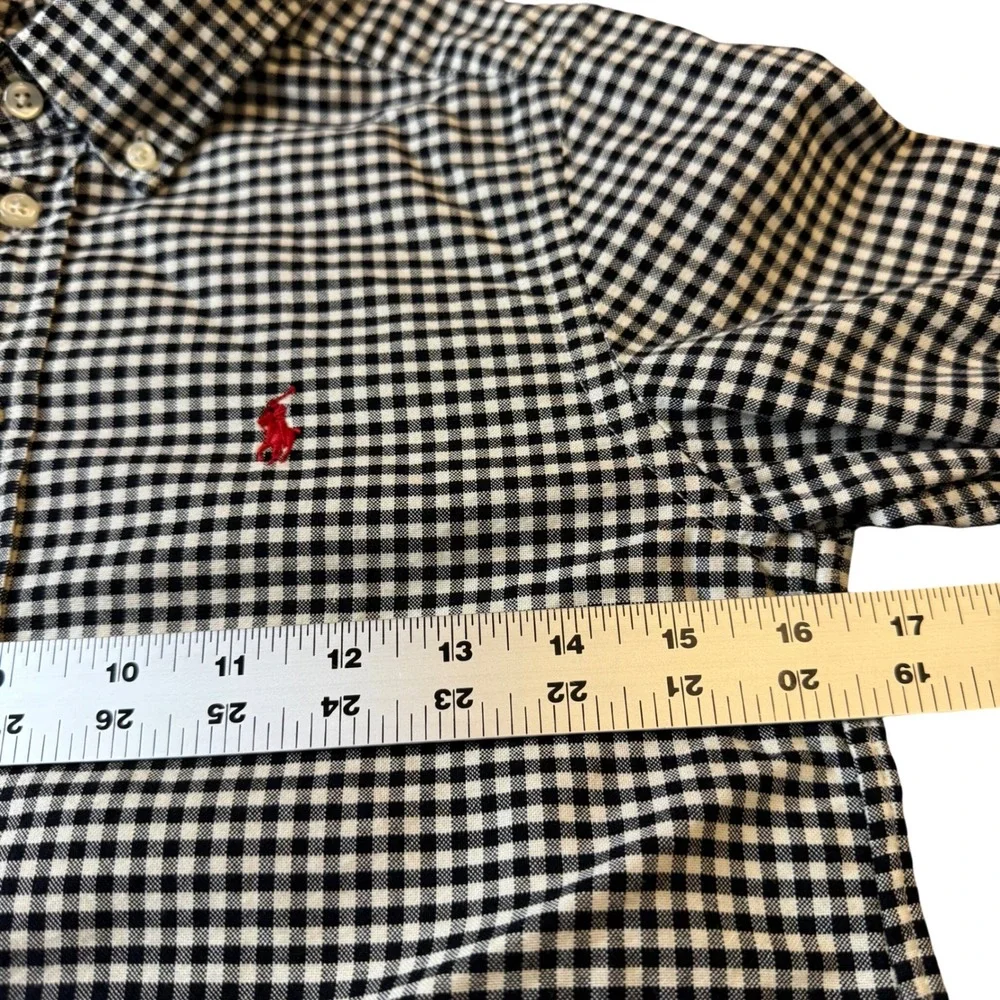 Kids Ralph‎ Lauren Black Gingham Button Down Shirt Red Pony Logo Size M 10-12